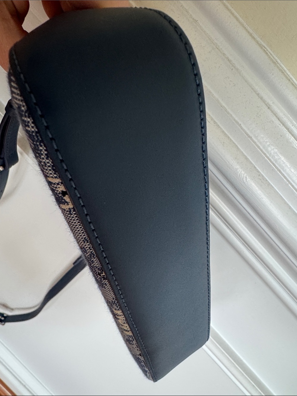 MCM Blue White Logo Jacquard Crossbody Bag - Picture 9 of 9
